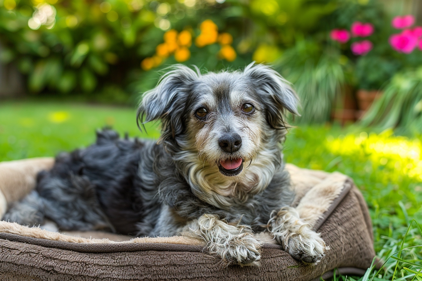 Vieux chien heureux explorant son nouveau quartier à La Seyne-sur-Mer après un déménagement sans stress